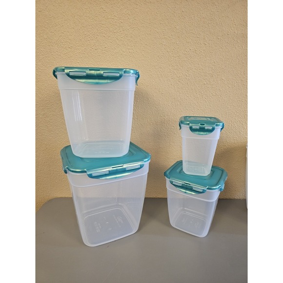 Lock&Lock Green Snap On Lids Plastic Set Of 4 Food Storage Containers - Picture 2 of 7